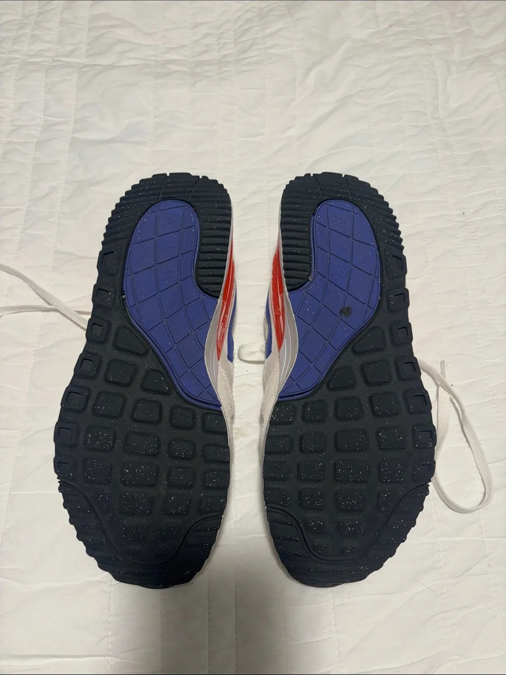 Nike Airmax Neutral Mesh Sneakers with Blue Swoosh and Orange Heel